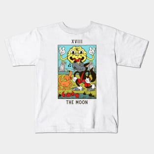 The Moon - Mystical Medleys - Vintage Rubber Hose Cartoon Tarot (white) Kids T-Shirt